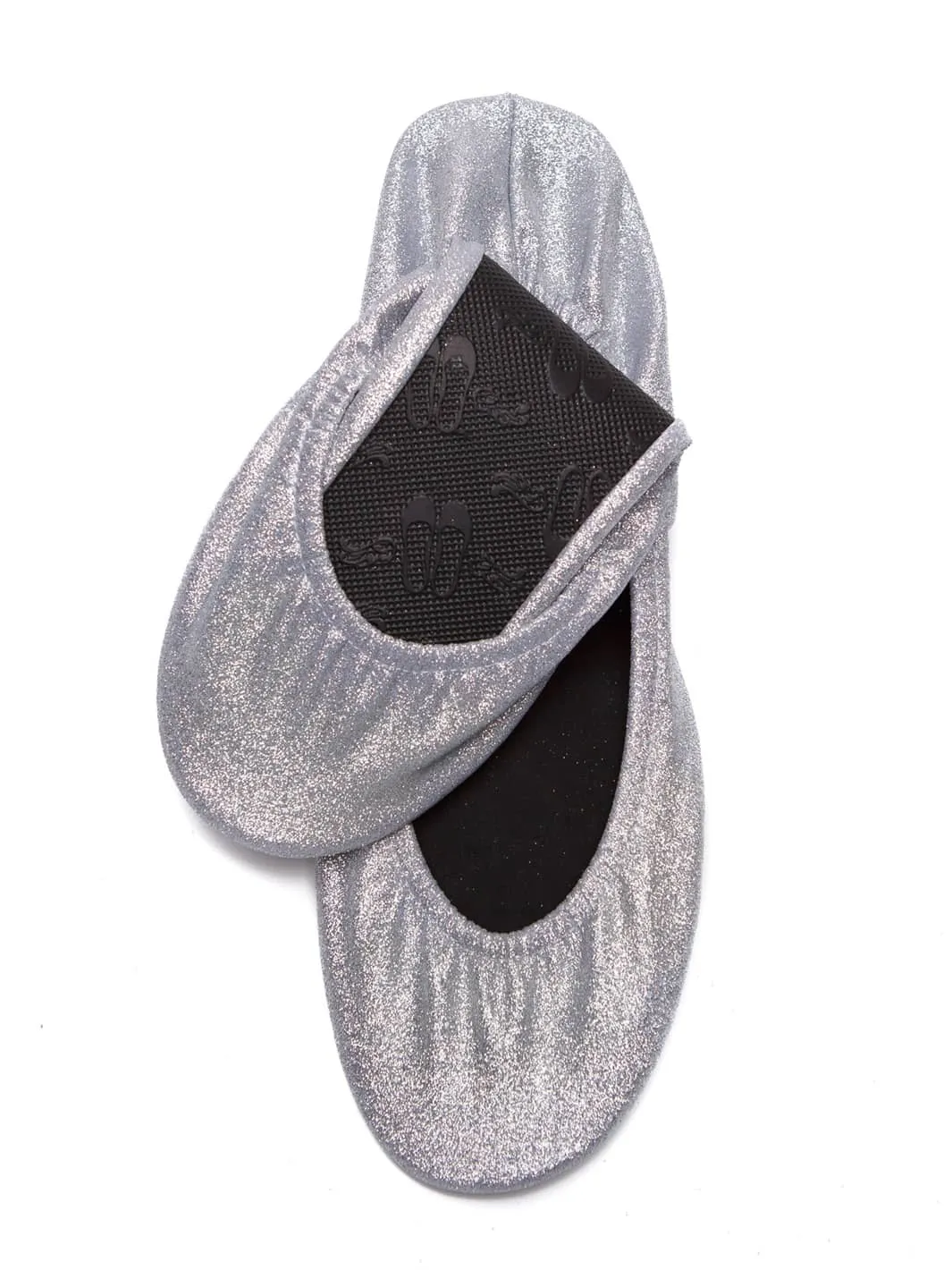 2025 June Pre-Order - 20 Pairs of Silver Glitter Rescue Flats (BLACK Display Box)