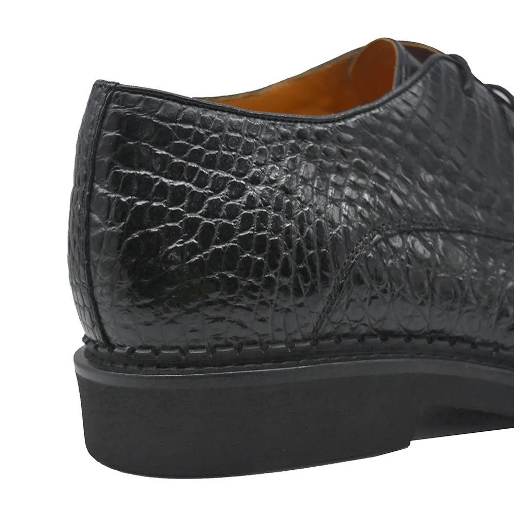 7 CM/2.76 Inches CMR CHAMARIPA Men's Black Alligator Elevator Shoes – Handcrafted Luxury Derby Shoe