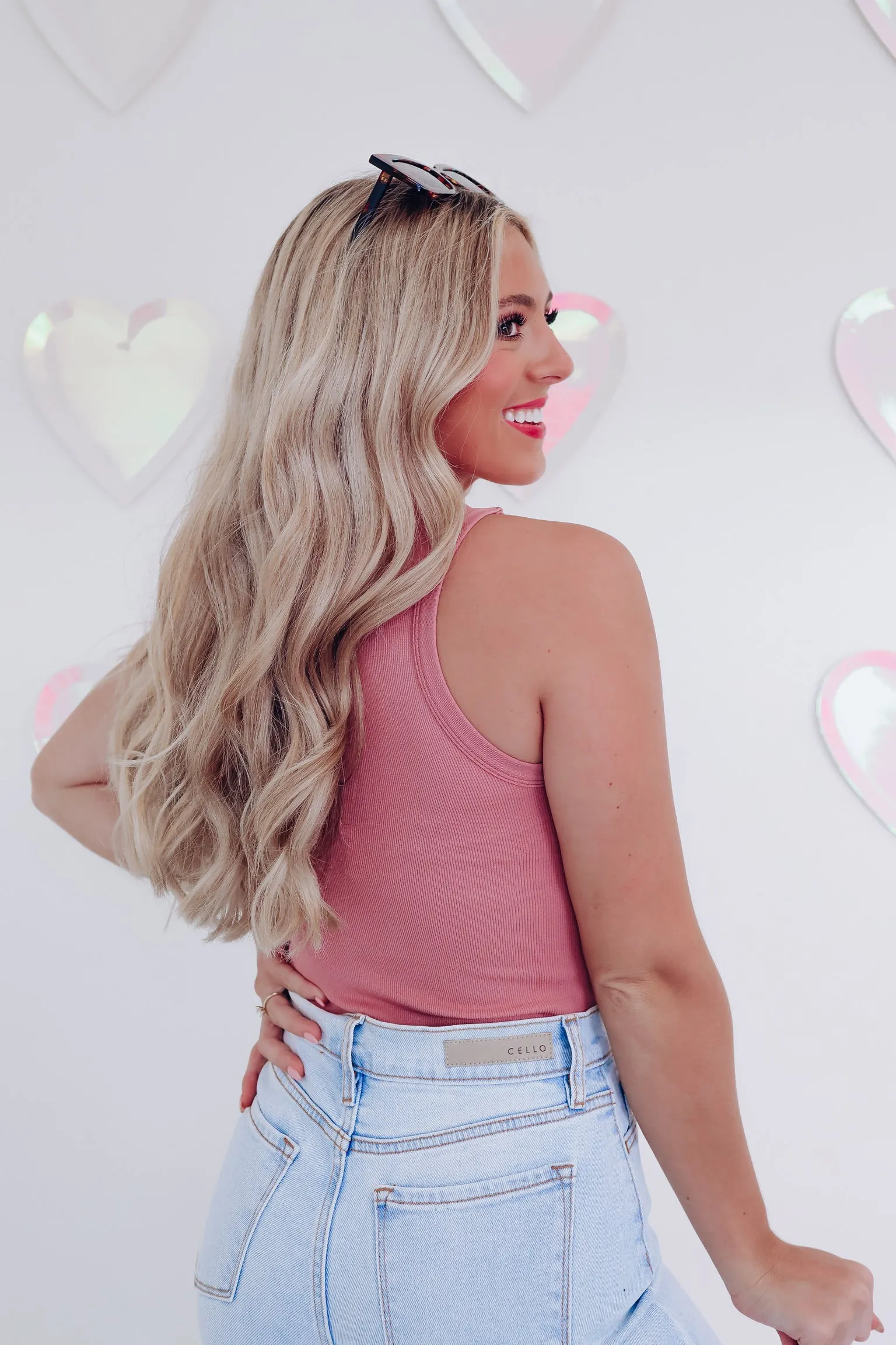 Caleigh Crew Neck Racerback Bodysuit - Mauve