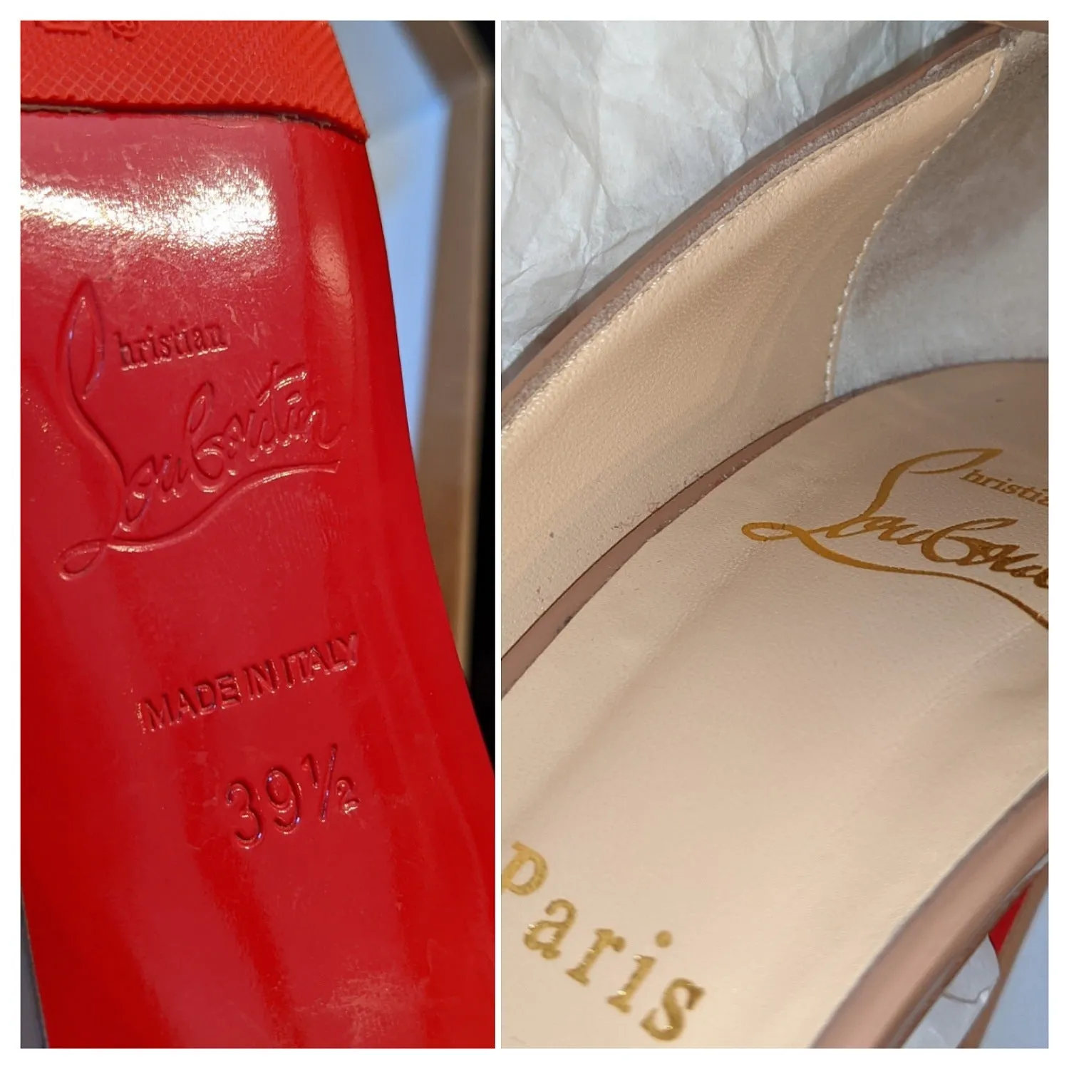 Christian Louboutin Iriza 100 Nude Patent Leather D'Orsay Pumps 39.5