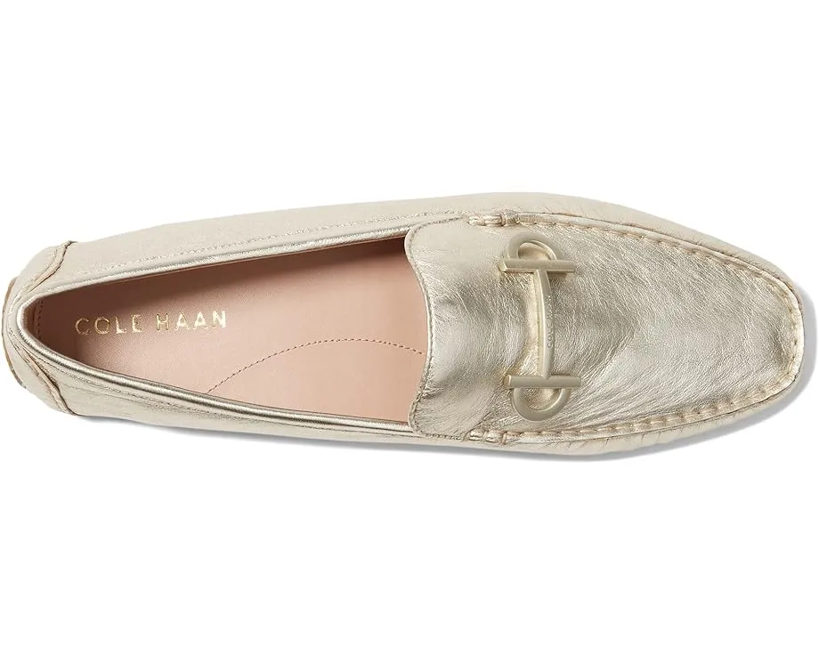 Cole Haan Tully Driver Gold Leather Slip On Squared Toe Classic Loafers