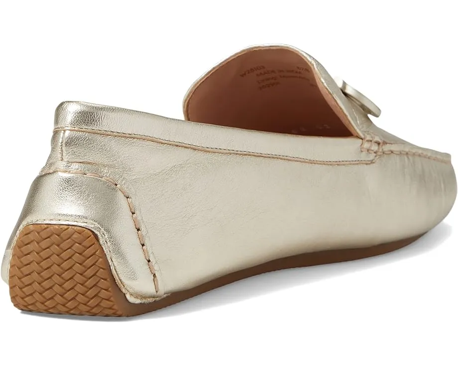 Cole Haan Tully Driver Gold Leather Slip On Squared Toe Classic Loafers