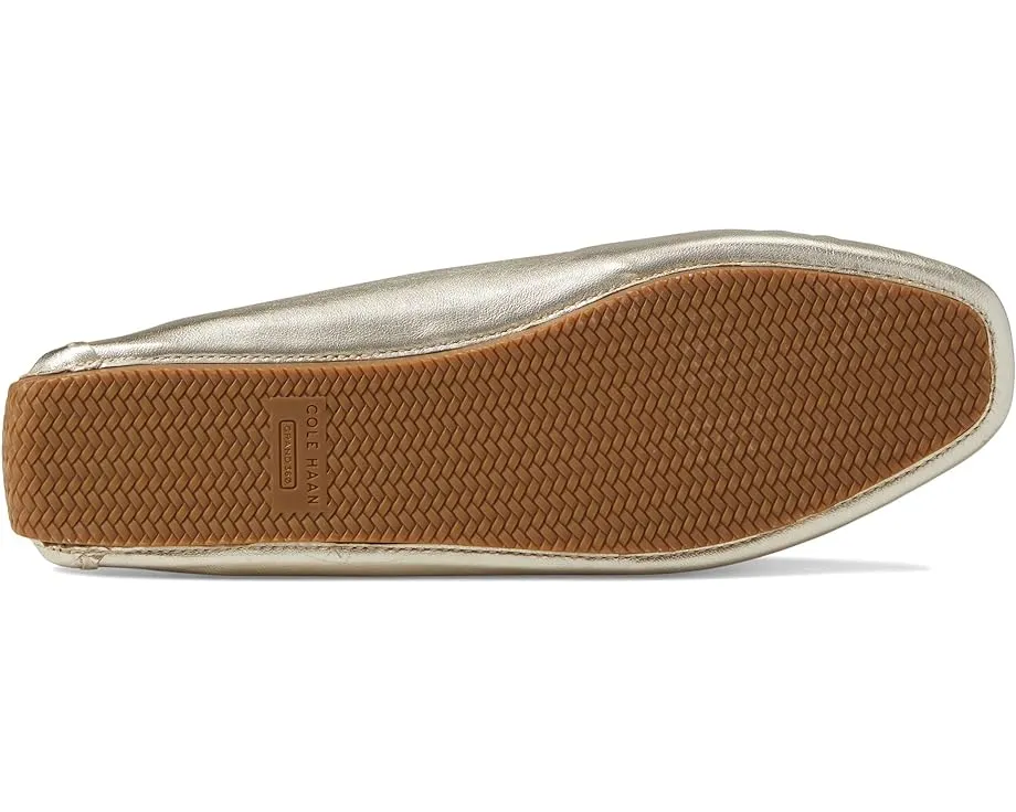 Cole Haan Tully Driver Gold Leather Slip On Squared Toe Classic Loafers