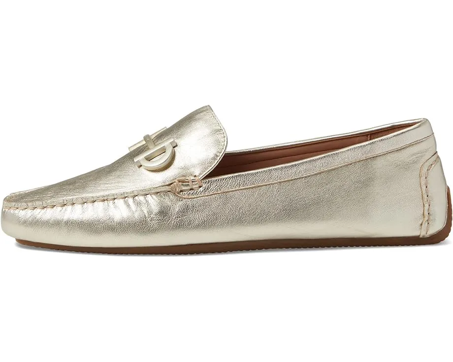Cole Haan Tully Driver Gold Leather Slip On Squared Toe Classic Loafers