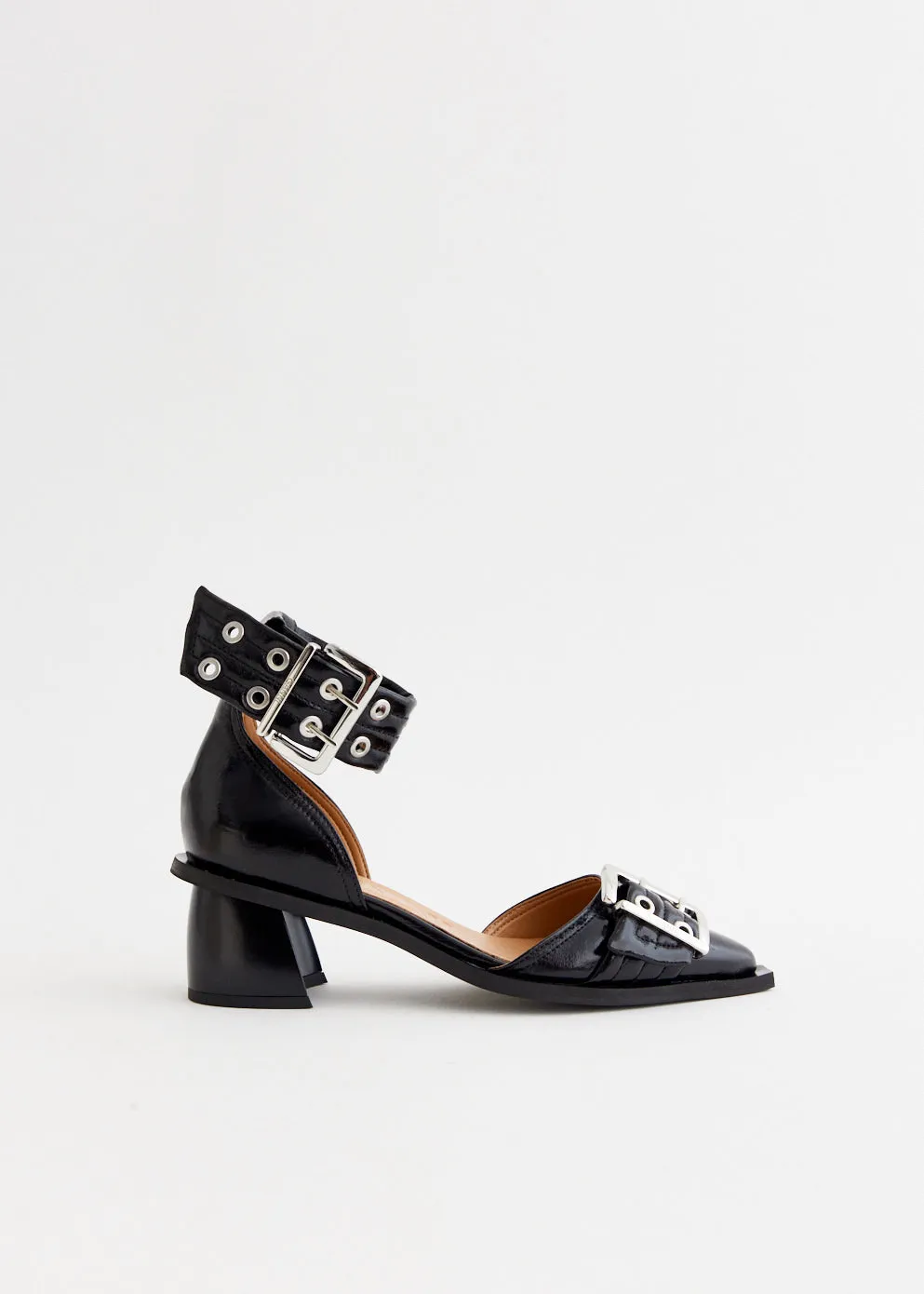 Feminine Buckle Open Cut Pumps