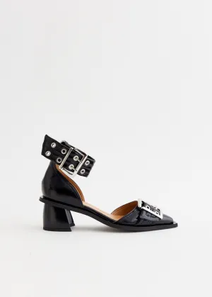 Feminine Buckle Open Cut Pumps