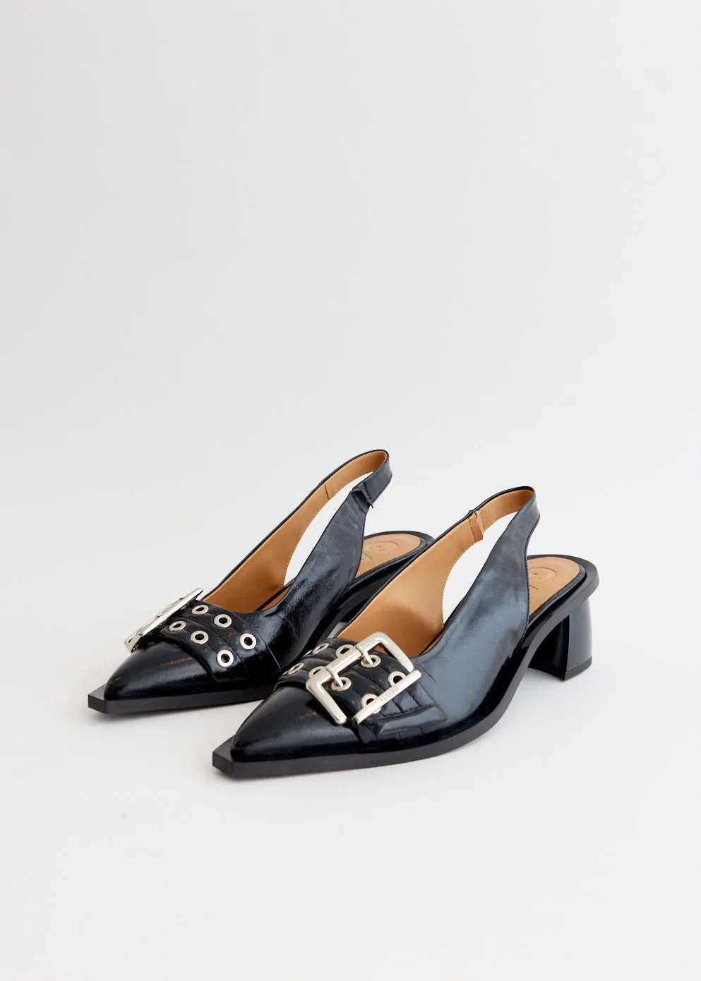 Feminine Buckle Slingback Pumps