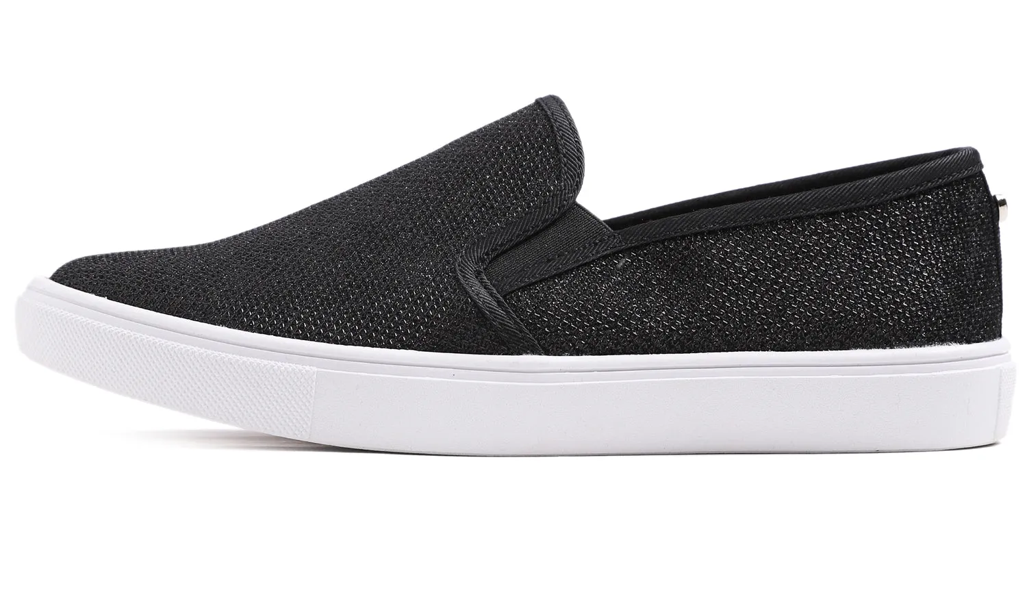 Feversole Women's Fashion Slip-On Sneaker Casual Flat Loafers Shiny Lurex