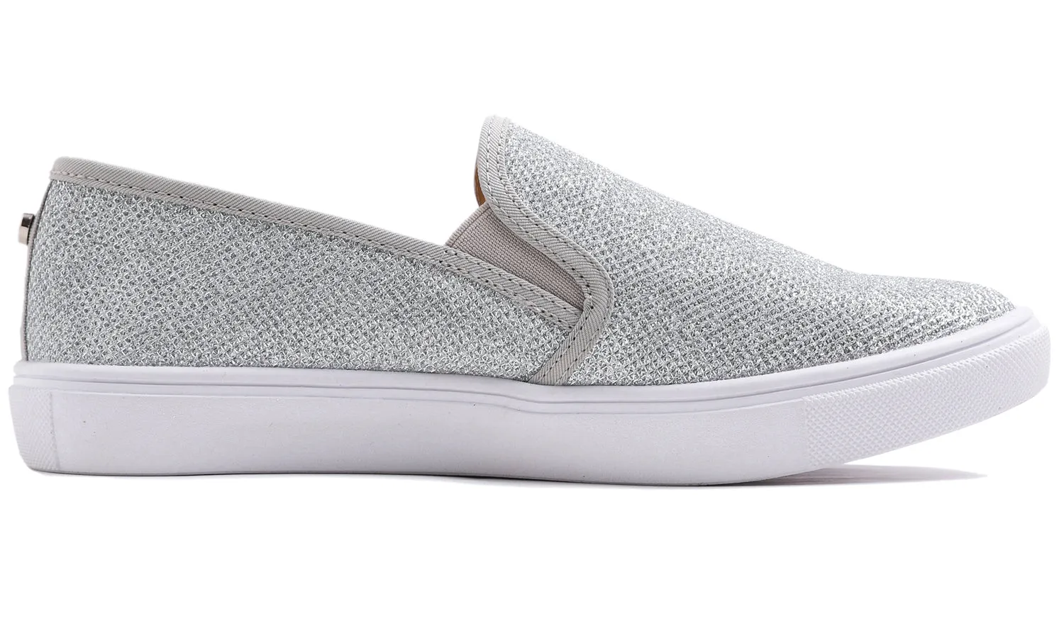 Feversole Women's Fashion Slip-On Sneaker Casual Flat Loafers Shiny Lurex