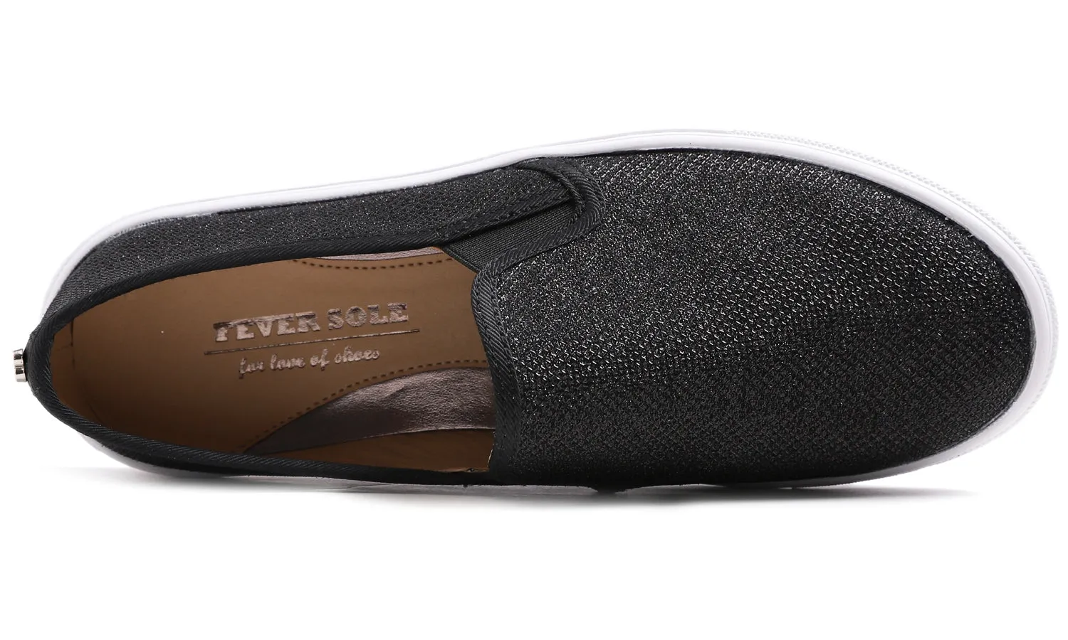 Feversole Women's Fashion Slip-On Sneaker Casual Flat Loafers Shiny Lurex