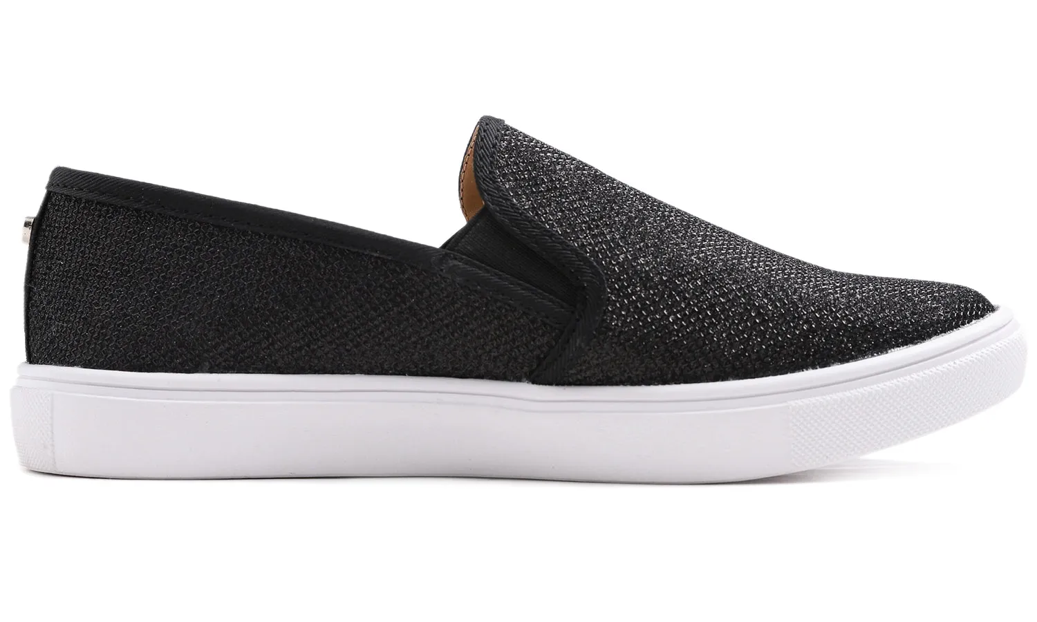 Feversole Women's Fashion Slip-On Sneaker Casual Flat Loafers Shiny Lurex