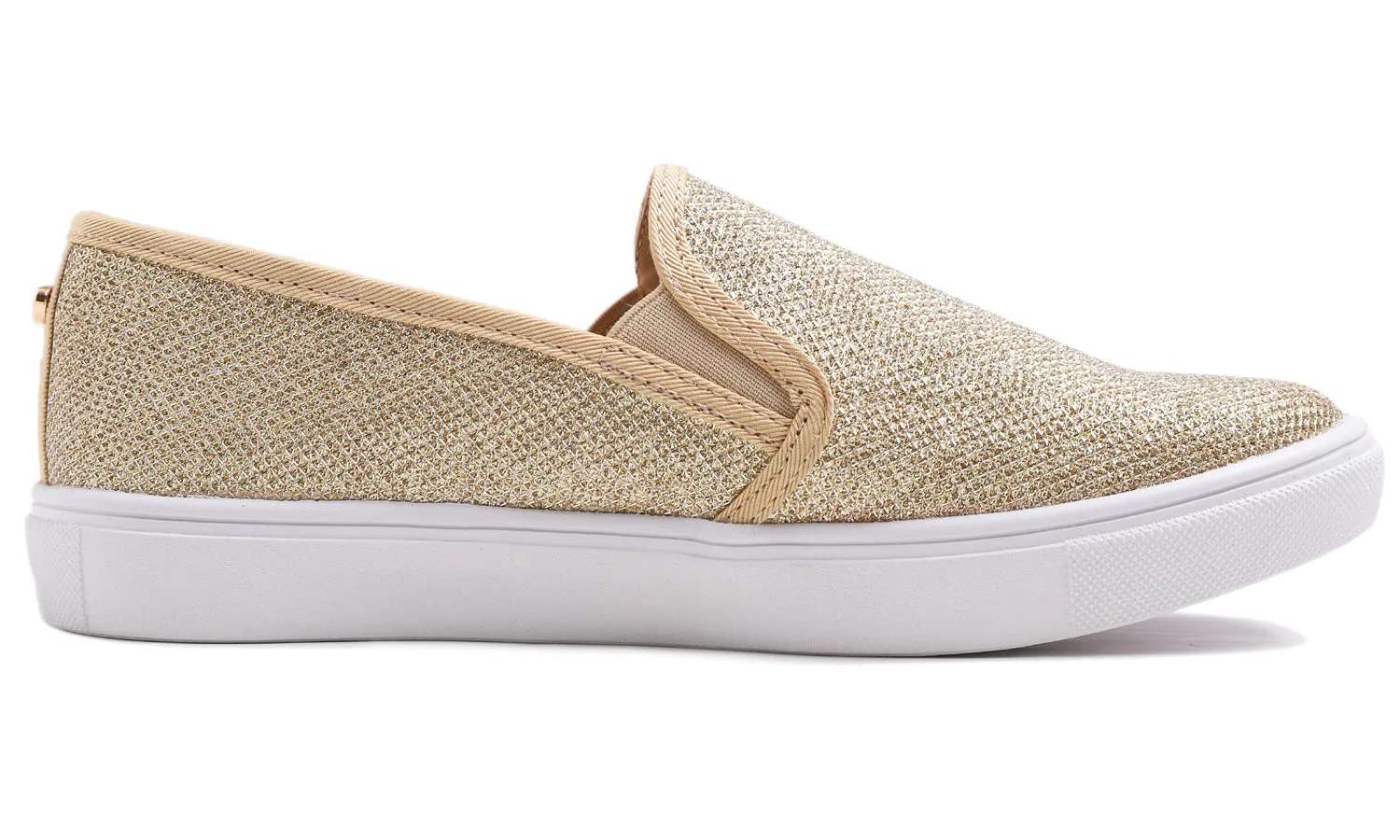 Feversole Women's Fashion Slip-On Sneaker Casual Flat Loafers Shiny Lurex