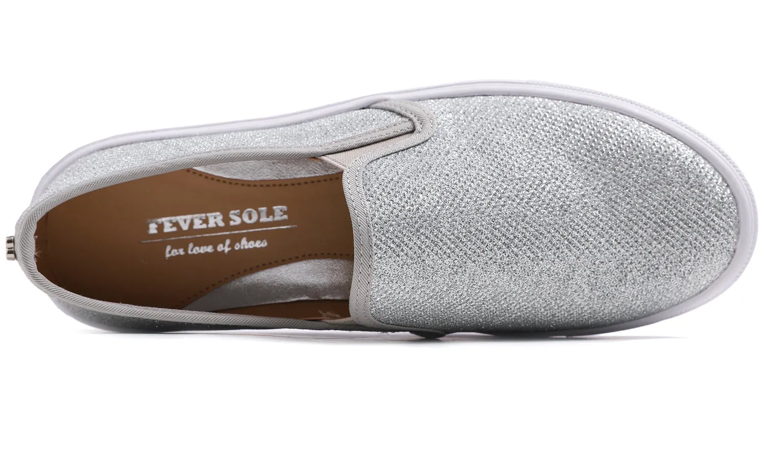 Feversole Women's Fashion Slip-On Sneaker Casual Flat Loafers Shiny Lurex