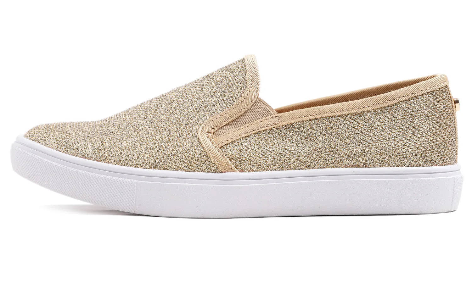 Feversole Women's Fashion Slip-On Sneaker Casual Flat Loafers Shiny Lurex
