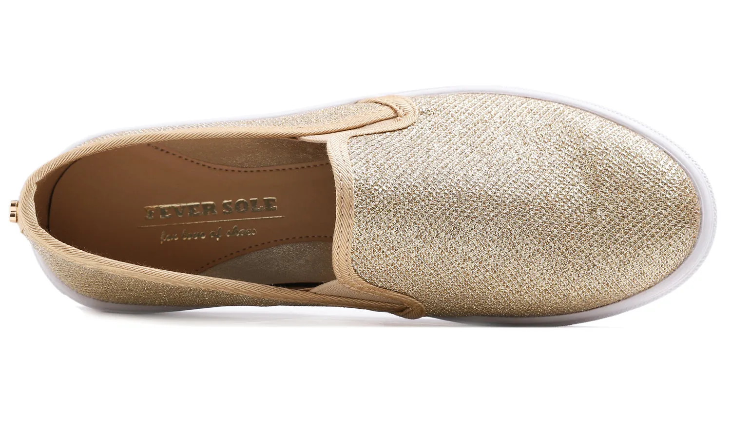 Feversole Women's Fashion Slip-On Sneaker Casual Flat Loafers Shiny Lurex