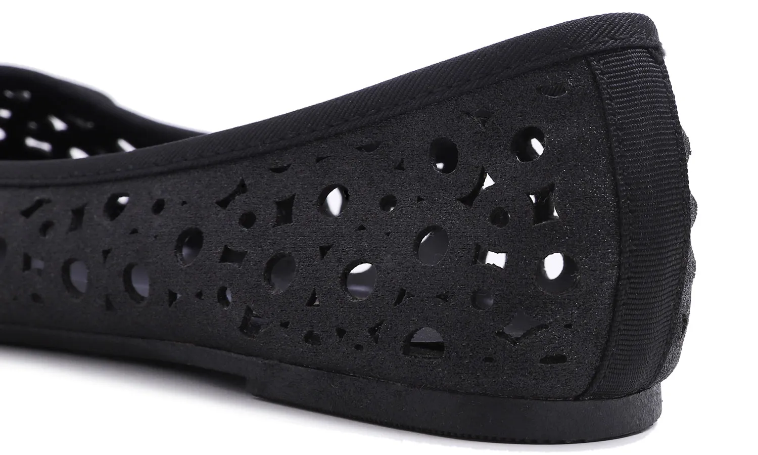 Feversole Women's Sparkle Memory Foam Cushioned Colorful Shiny Ballet Flats Black Glitter Cutout