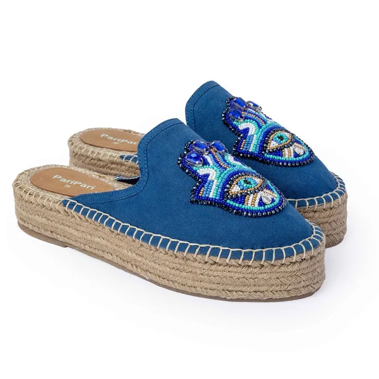 Hamsa Blue Espadrilles Platform