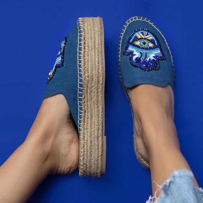 Hamsa Blue Espadrilles Platform