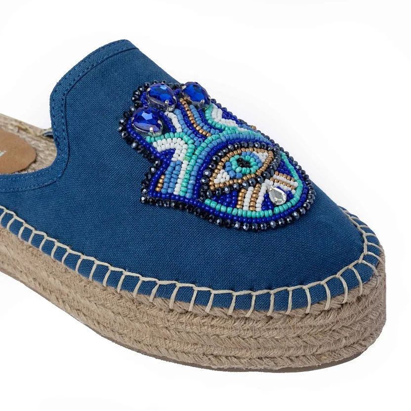 Hamsa Blue Espadrilles Platform