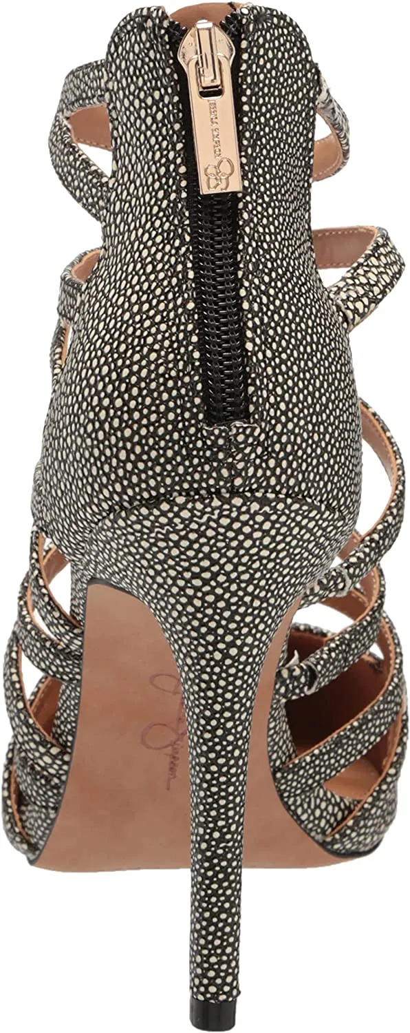 Jessica Simpson Parminda Black/White Pointed Toe Stiletto Heel Strappy Pumps