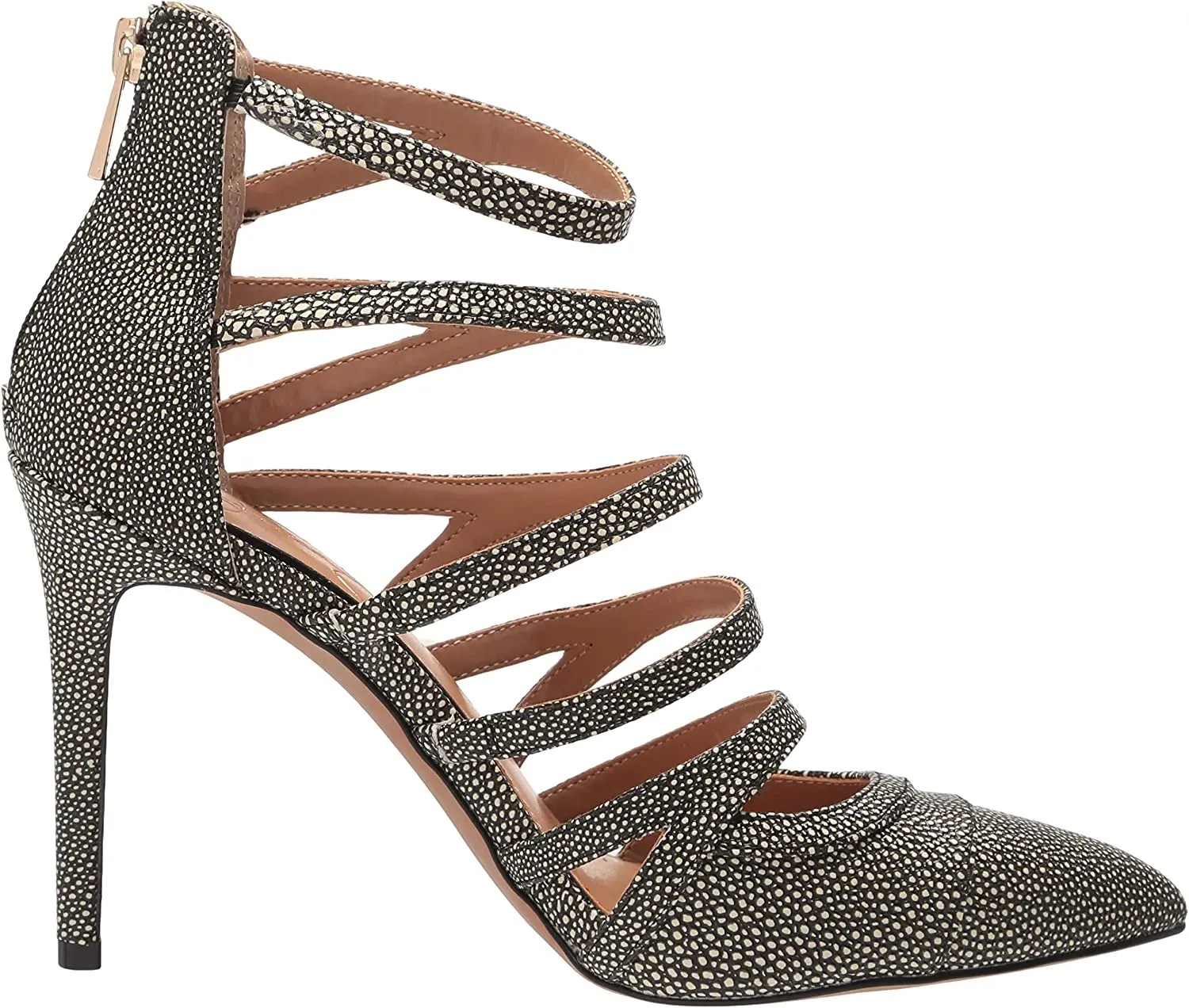 Jessica Simpson Parminda Black/White Pointed Toe Stiletto Heel Strappy Pumps