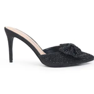 LOLLY HIGH HEEL PUMPS WITH SPARKLY RHINESTONE AND BOW DETAILING