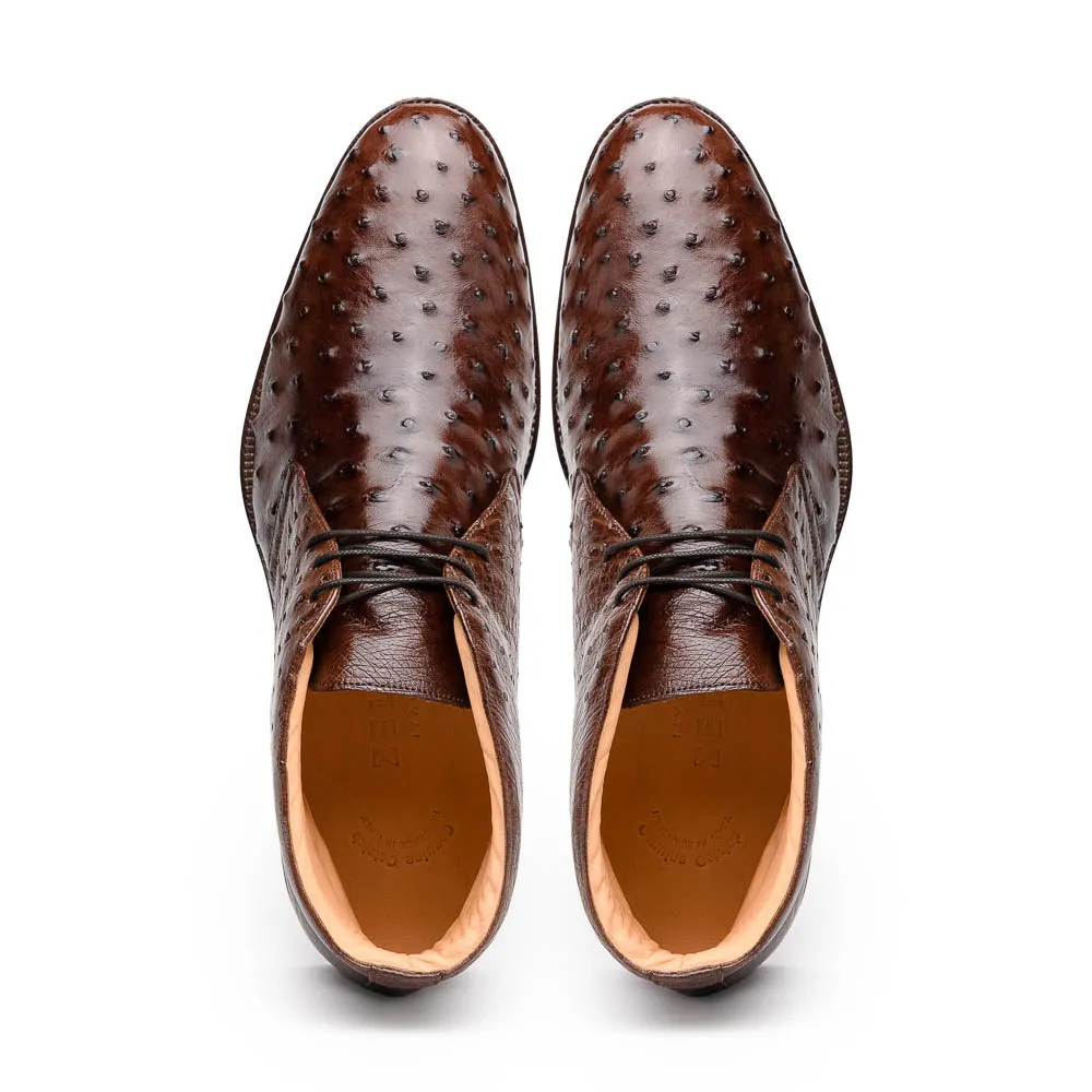 Marco Ostrich Quill Chukka Boot in Brown by Zelli Italia
