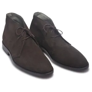Men Brown Lace Up Suede Chukka Leather Boots