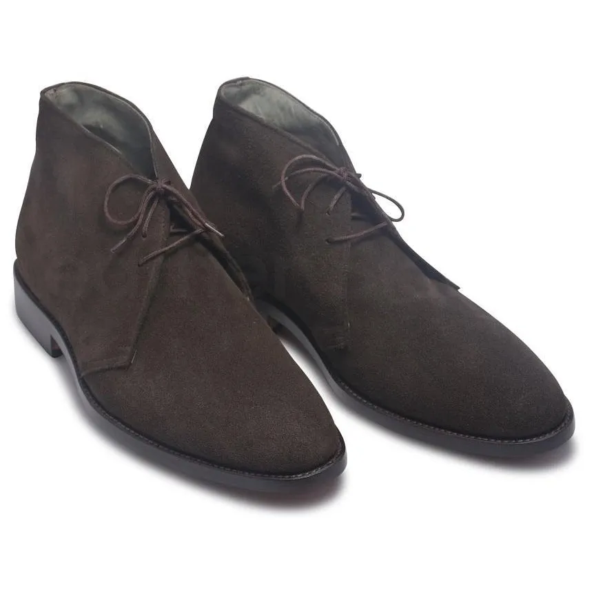 Men Brown Lace Up Suede Chukka Leather Boots