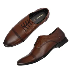Men Premium Leather Lace-Up Formal Derby Shoes (Ramky-69-Mocca)