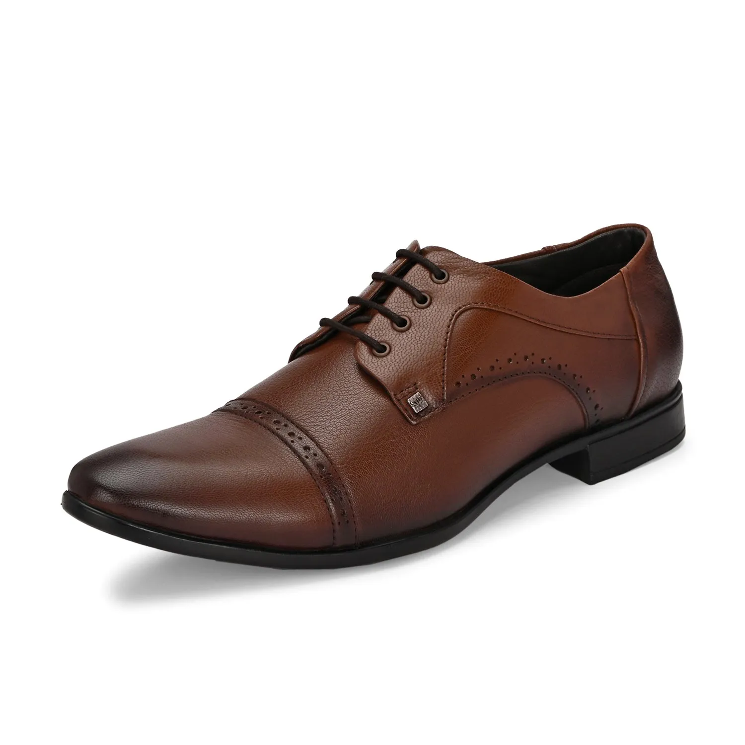 Men Premium Leather Lace-Up Formal Derby Shoes (Ramky-69-Mocca)