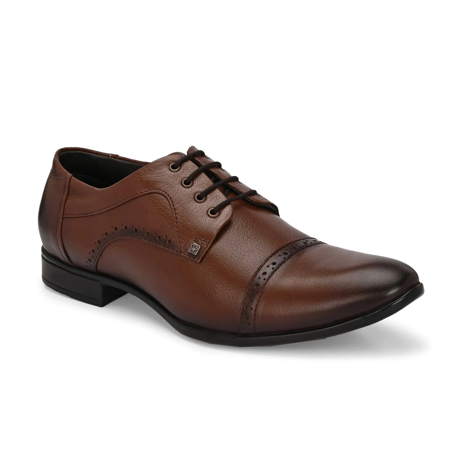 Men Premium Leather Lace-Up Formal Derby Shoes (Ramky-69-Mocca)