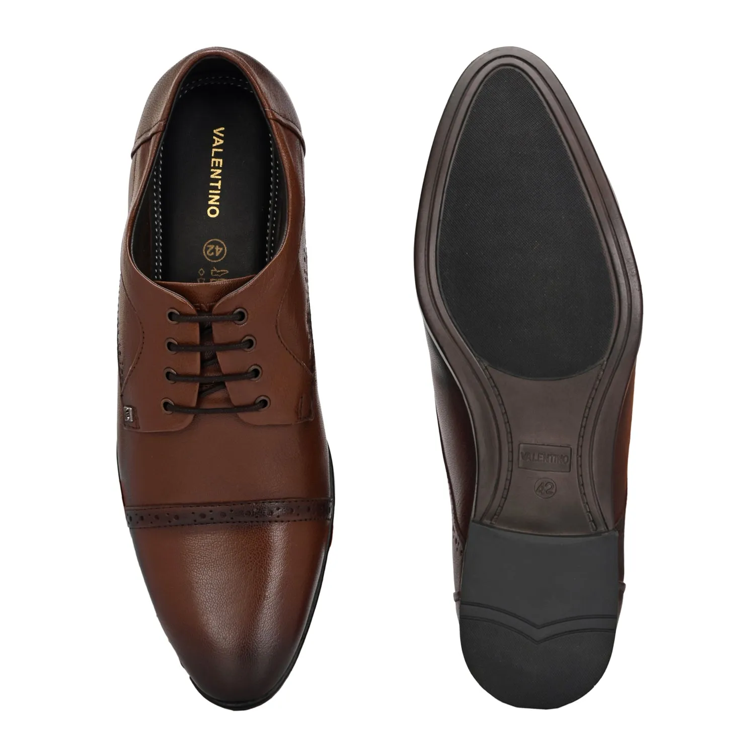 Men Premium Leather Lace-Up Formal Derby Shoes (Ramky-69-Mocca)