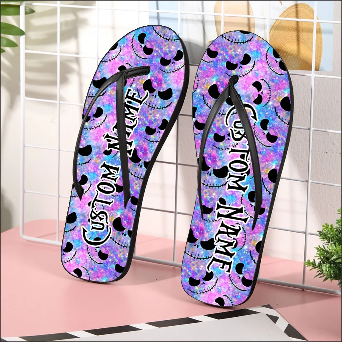Nightmare Rainbow Flip Flops for Women Beach