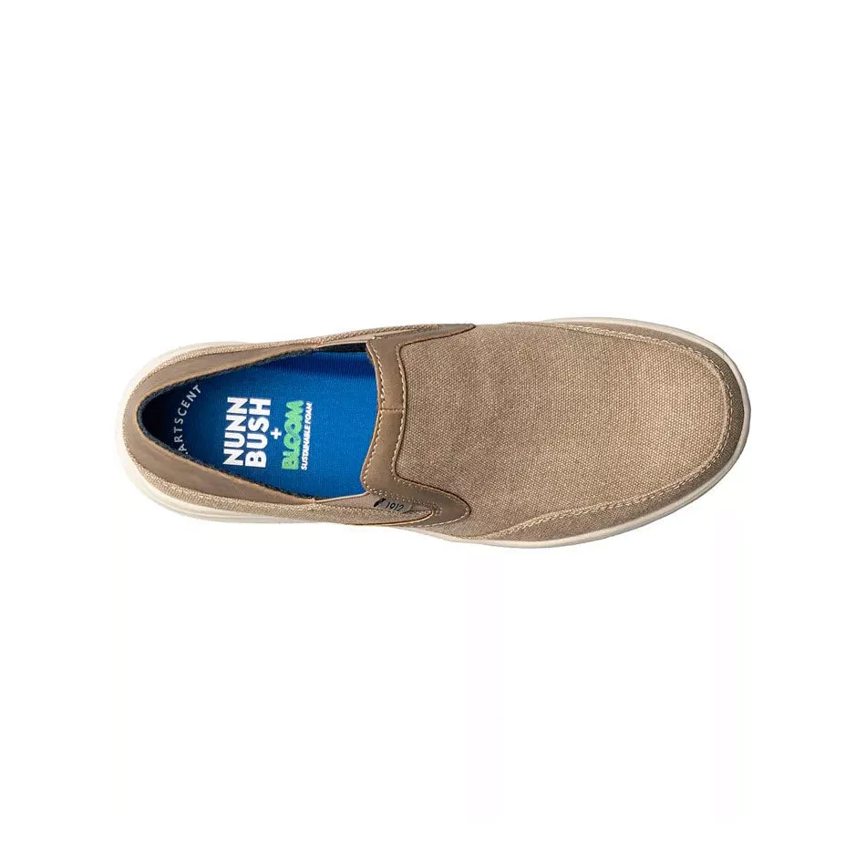 NUNN BUSH CONWAY EZ CANVAS MOC TOE SLIP ON STONE - MENS