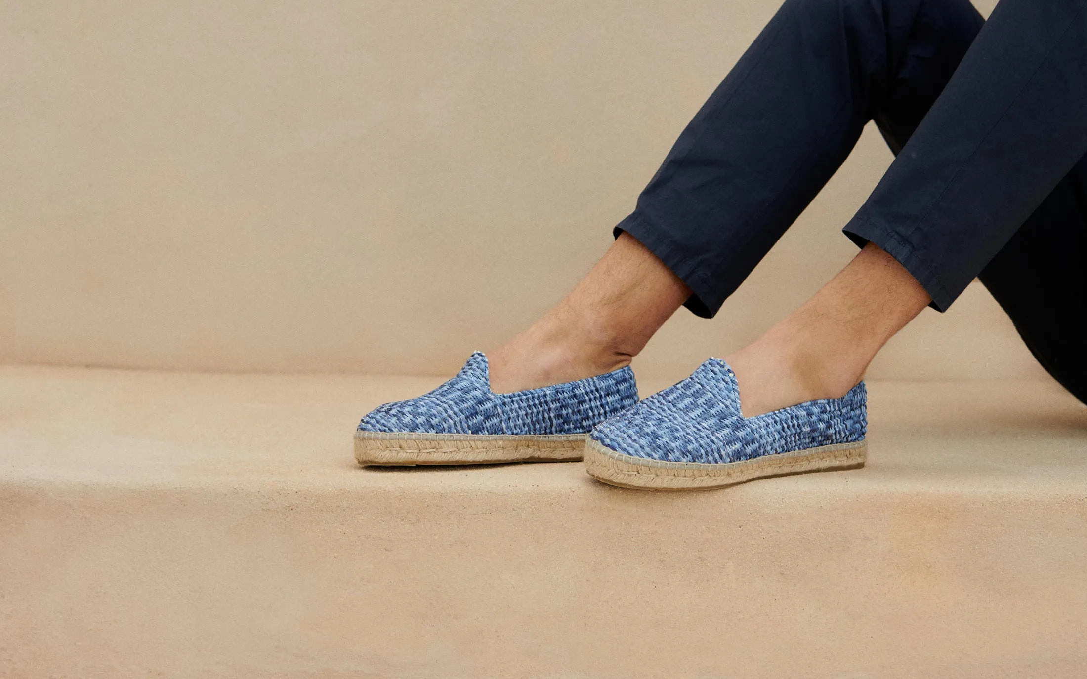 Raffia Pattern Espadrilles - Z08C0 - Yucatán Navy Indigo