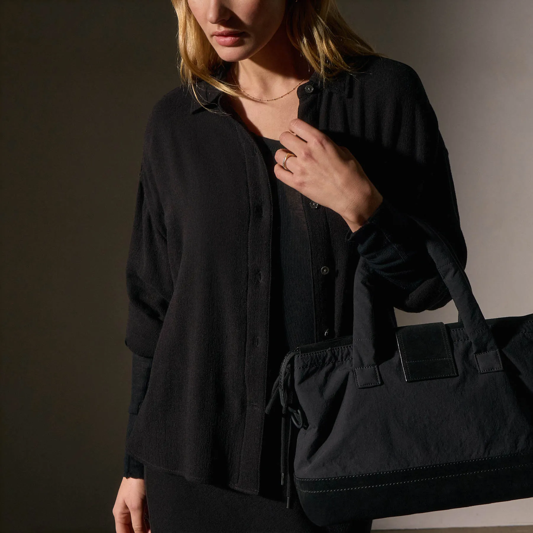 Relaxed Wool Blend Shirt - Black