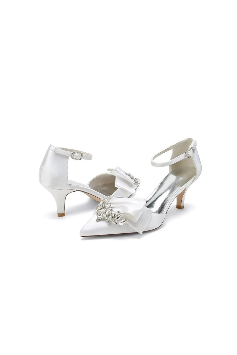 Rhinestone Pointed Toe Satin High Heels