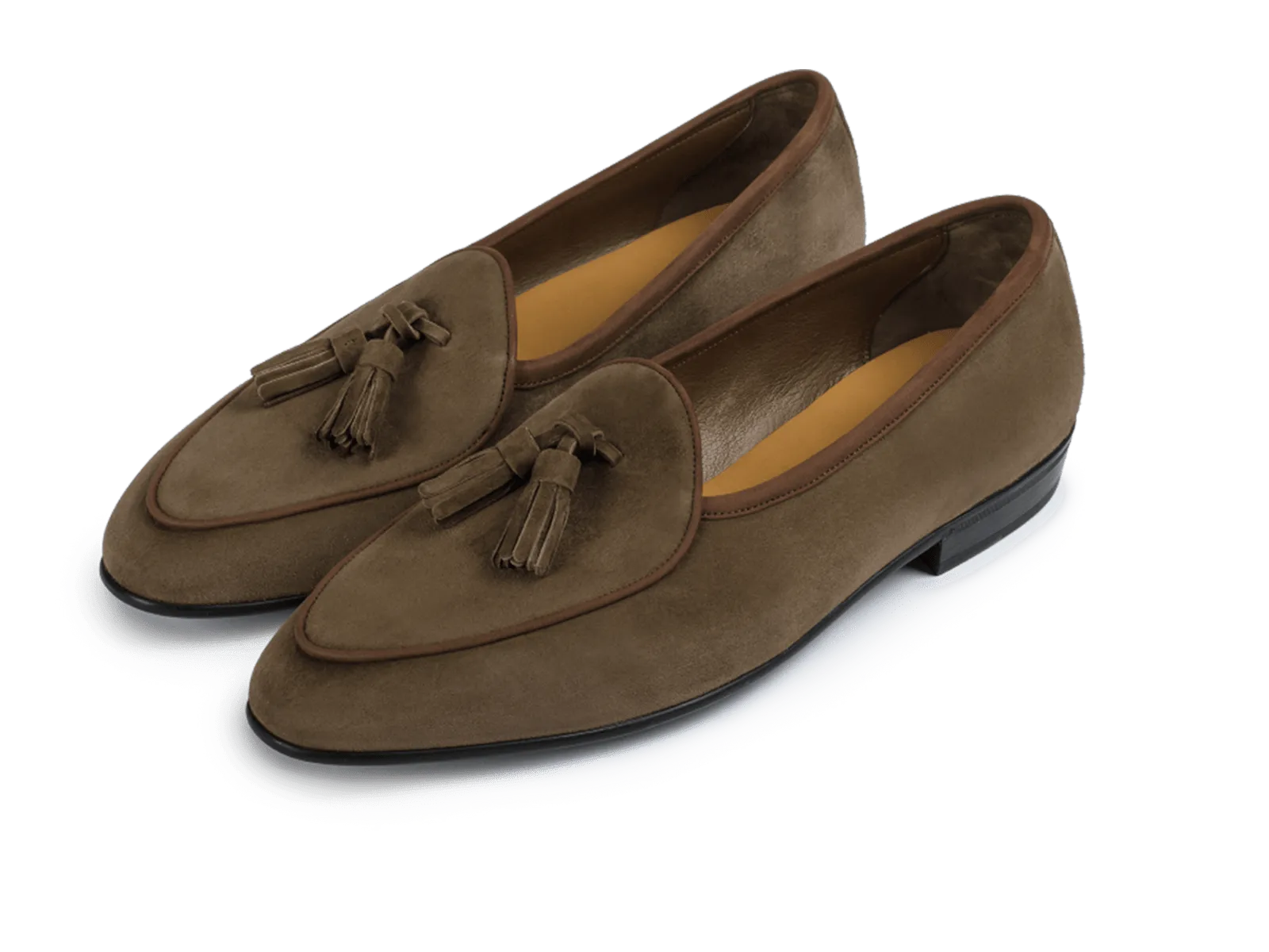 Sagan Classic Tassel Loafers in Olivine Green Asteria Suede with Rubber Sole