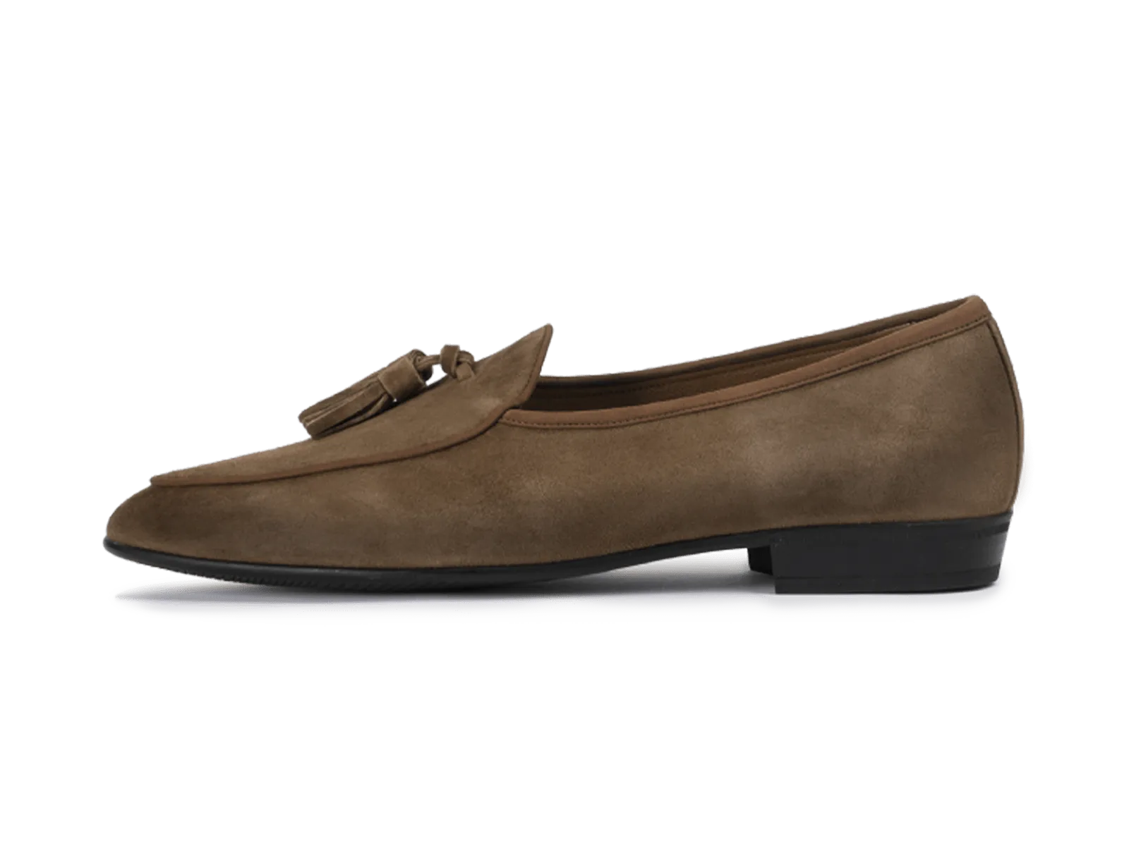 Sagan Classic Tassel Loafers in Olivine Green Asteria Suede with Rubber Sole