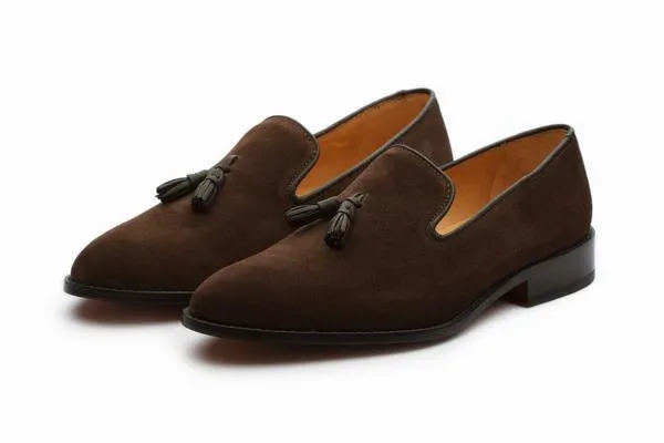 Tassel Loafers - Dark Brown Suede