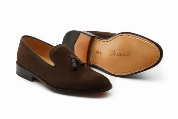 Tassel Loafers - Dark Brown Suede