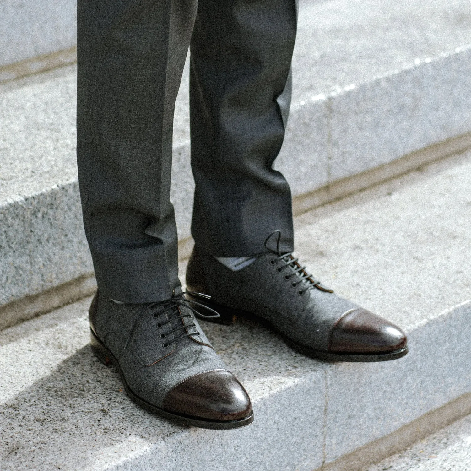 The Jack Shoe in Grey/Oxblood