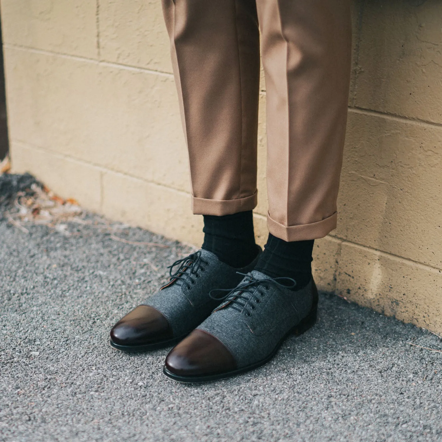 The Jack Shoe in Grey/Oxblood