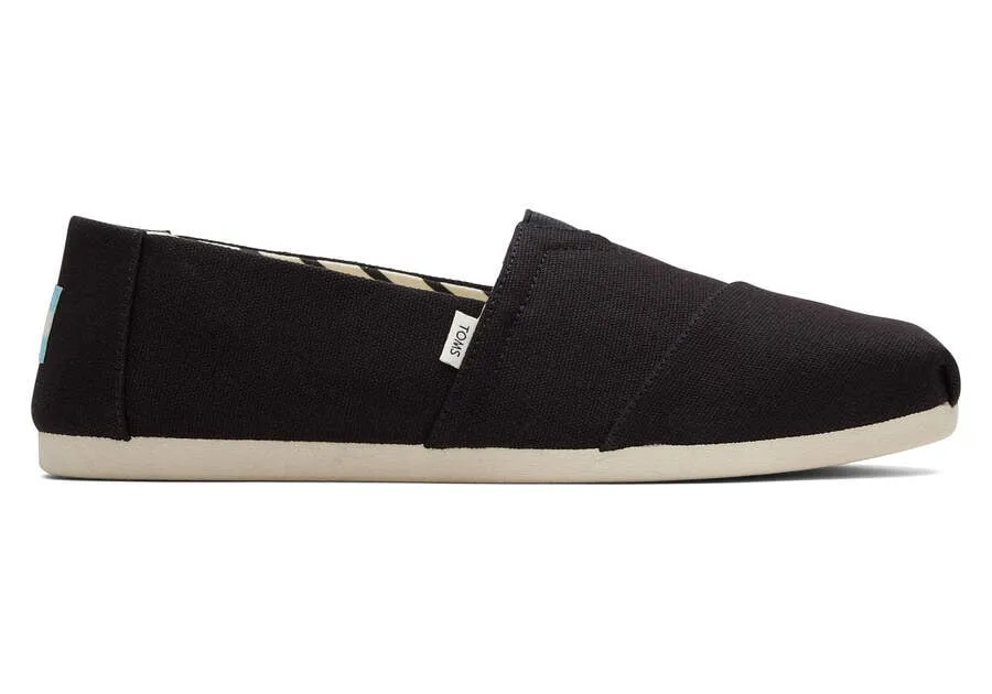TOMS Mens Alpargata Recycled Cotton Canvas Espadrille - Black