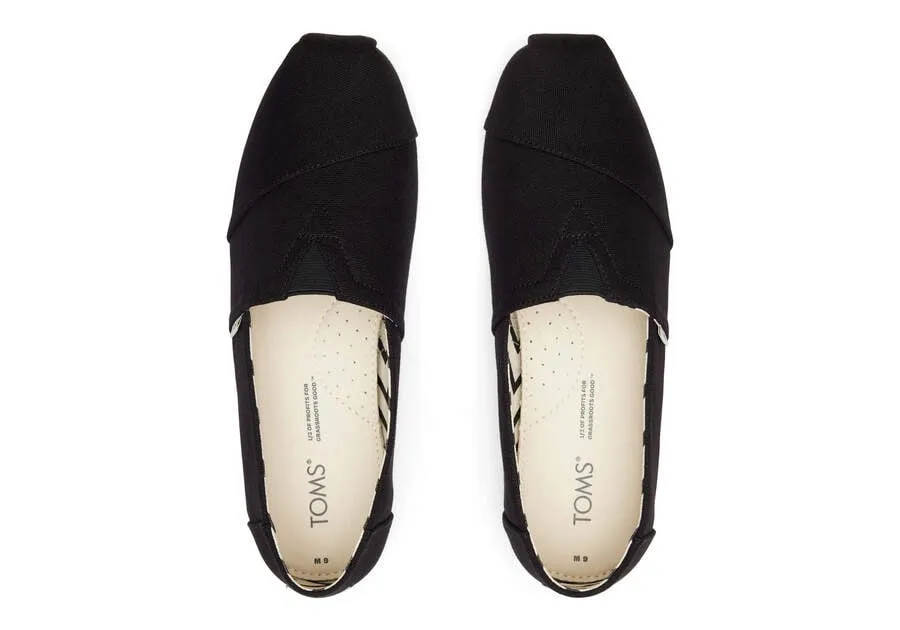 TOMS Mens Alpargata Recycled Cotton Canvas Espadrille - Black