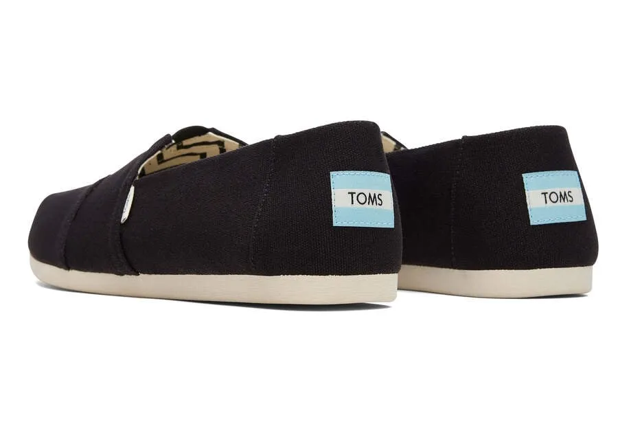 TOMS Mens Alpargata Recycled Cotton Canvas Espadrille - Black
