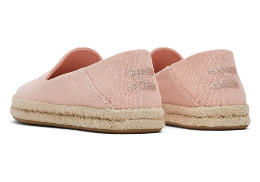 TOMS Womens Santiago Washed Canvas Espadrille - Peach Blush