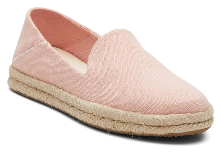 TOMS Womens Santiago Washed Canvas Espadrille - Peach Blush