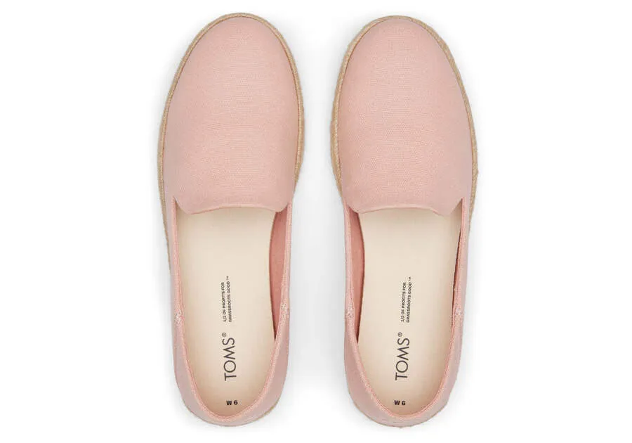 TOMS Womens Santiago Washed Canvas Espadrille - Peach Blush